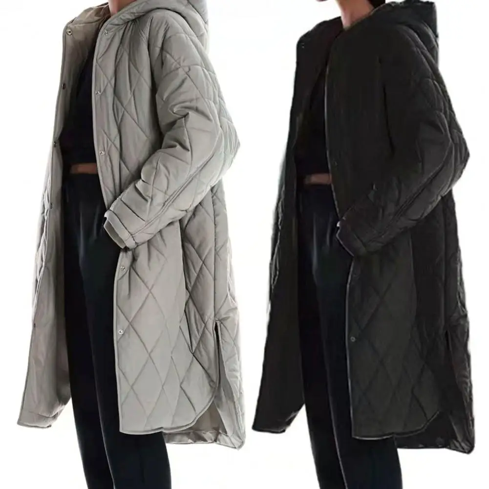 Abrigo térmico acolchado con capucha para mujer, Parkas de un solo pecho, chaqueta de plumas para invierno