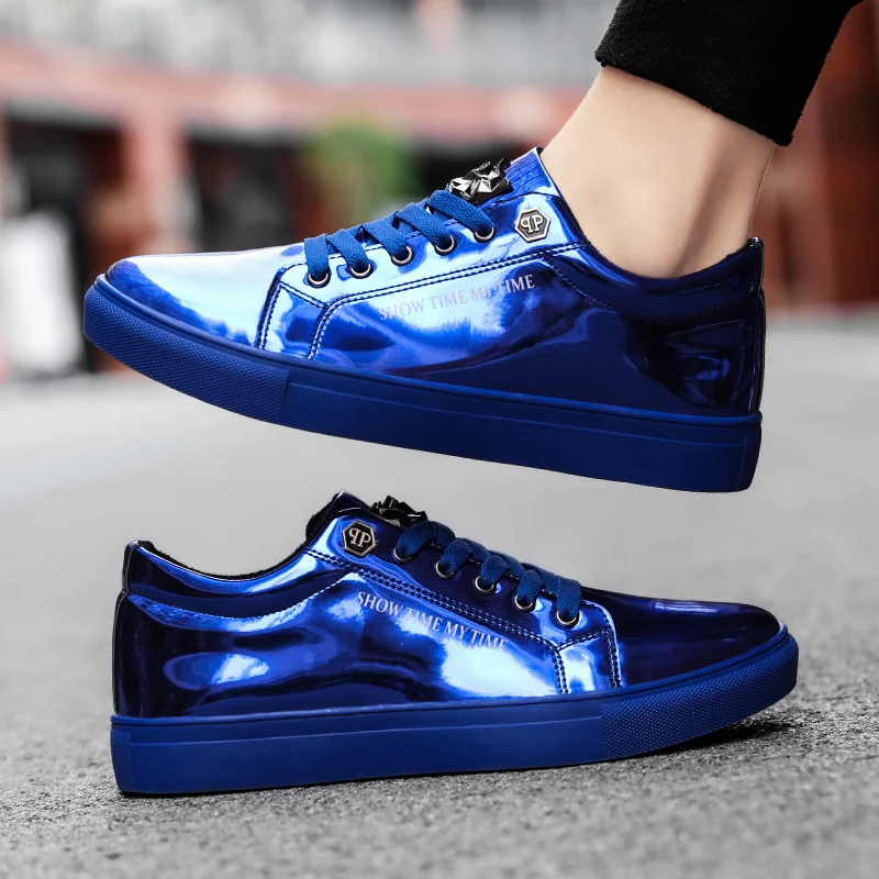 Original Blue Men's Fashion Sneakers Size 39-47 Spring Autumn Men Board Shoes Low Flat Designer Sneaker Men Leather Mirror Shoes