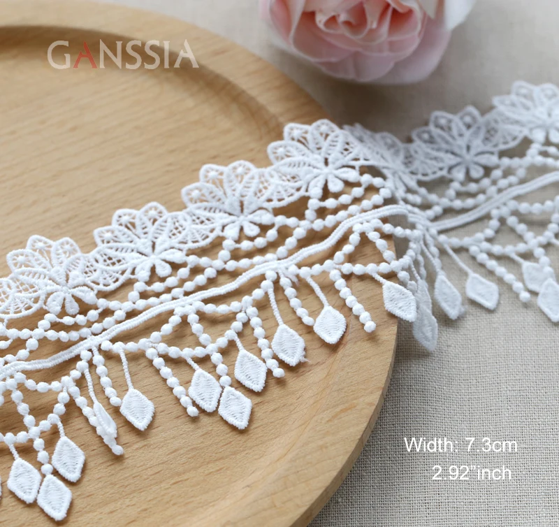 1yard Width:7.3cm Water-Soluble Lace Trim Ivory White Laces for Scrapbooking Curtain Table Cloth Sewing Accessories(ss-2380)