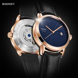 2024 Oubaoer Mannen Horloge Automatische Mechanische Horloges Bussiness Lederen Band Polshorloges Waterdichte Klassieke Minimalistische Klokken