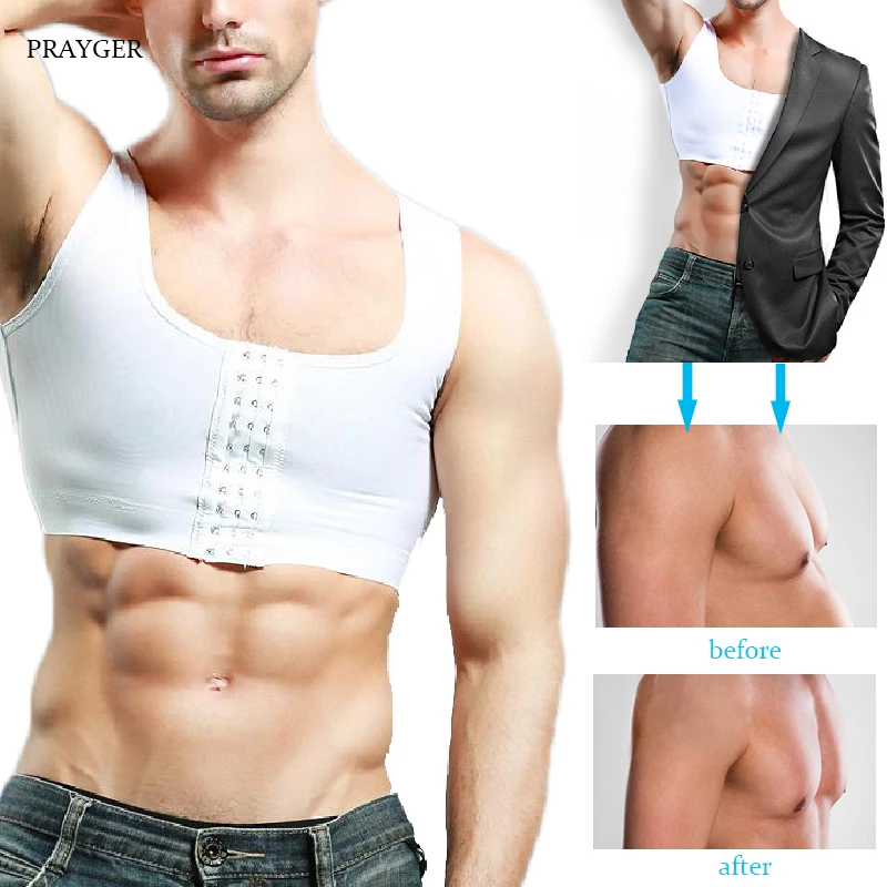 Men Gynecomastia Shaper Slimming Chest Corset Compression Body Building Sleeveless Tops Correct Posture 1219