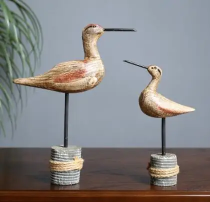 1 pair of American country simulation woodiness birdie Lucky living room TV cabinet statue Decorative crafts home decoration