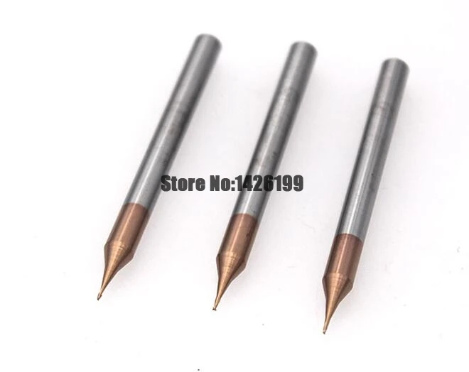 1pc Micro End Mill 0.2 millimetri 0.3 millimetri 0.4 0.5 0.6 0.7 0.8 0.9 millimetri 2 flauti Carburo HRC60 piatto Quadrato di Fresatura CNC Frese e taglierine per micro SIM Sprial Router