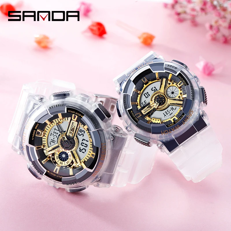 SANDA G Style Sports Watch Men And Women Couple Waterproof Military Watch Vibration Fashion Analog Quartz Electronic Watch