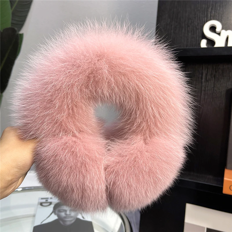 Winter Natural Real Fox Fur Earmuffs Plush Warm Decorate Women Cute Solid Ear Warmer Headphones Neck Warm Bib Scarf Dual Purpose