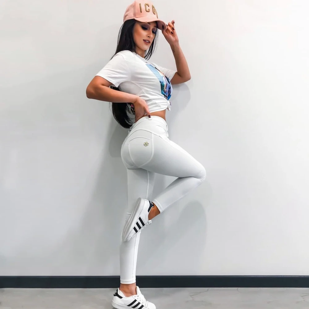 Shascullfites-Leggings de cuero para mujer, pantalones blancos, mallas cálidas de Pu, ropa de Fitness