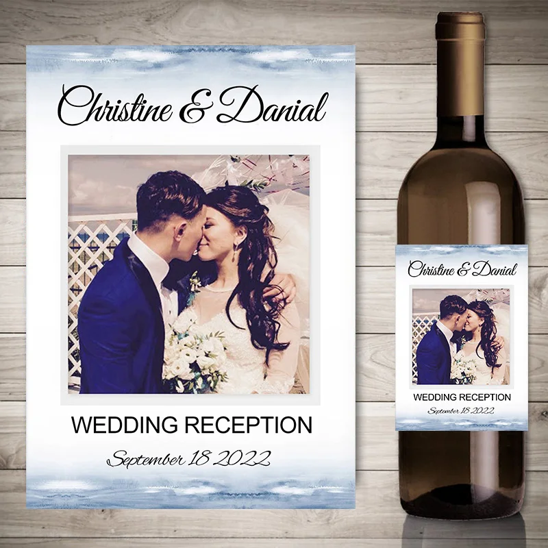 20pcs Custom Wine Bottle Stickers Personalize Photo Wedding Engagement Party Printing Photo Party Decor Labels Picture Any Text