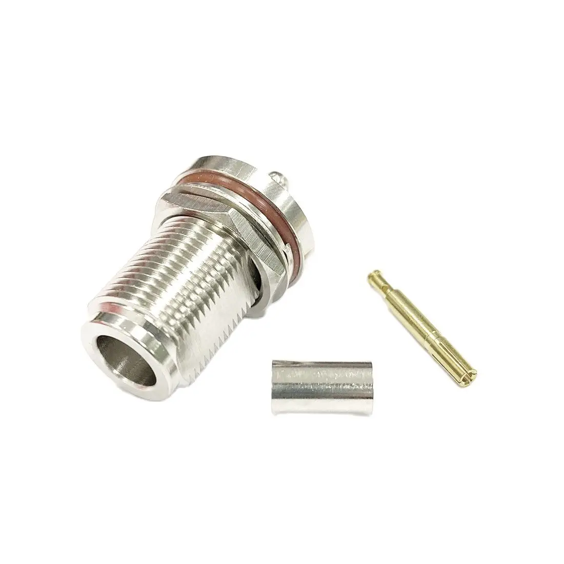 1pc N  Female Jack Nut  RF Coax Convertor Connector Crimp  RG58 RG142 RG400 LMR195 Straight  Nickelplated New Wholesale