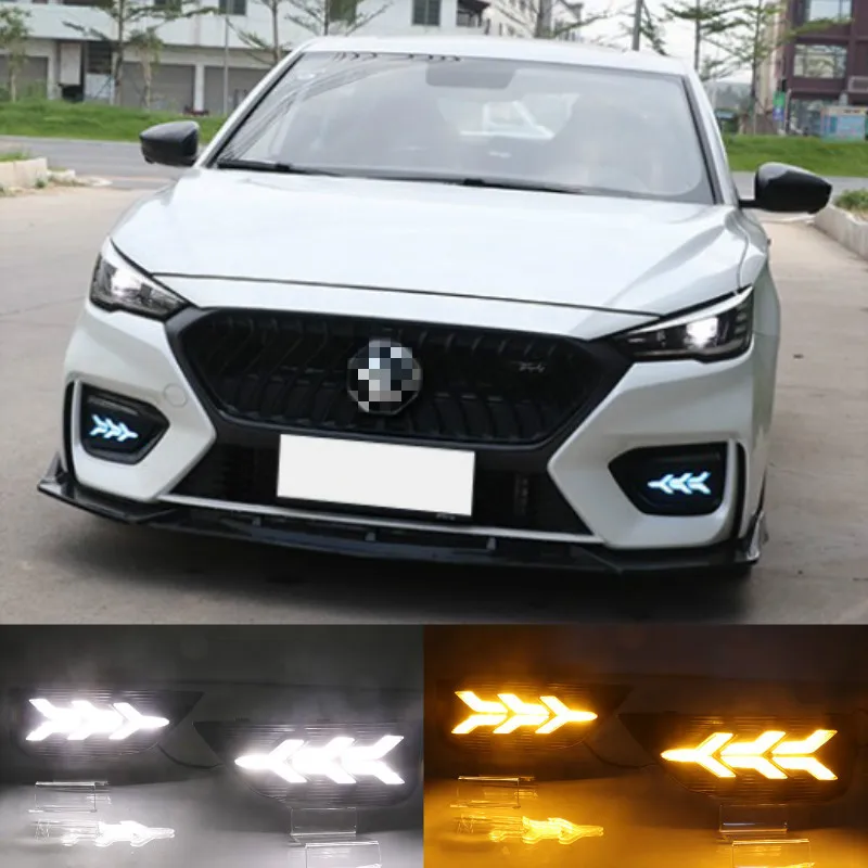 1 Pair DRL For MG6 MG 6 2020 Fog Lamp Covers Car LED Daytime Running Lights White Yellow Blue Running Turn signal