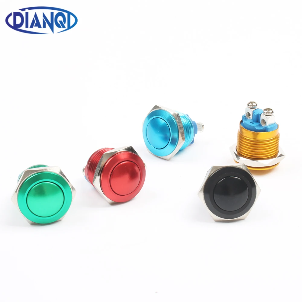 16mm momentary Push Button Switch ball shaped 1NO domed waterproof Alumina black press start button self-reset 16QYQX.F.L