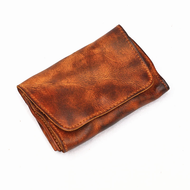 

Genuine Leather Wallets Card Holder Men Women Vintage Short Credit Card Holders Coin Purse Case Small Slim Wallet For Male