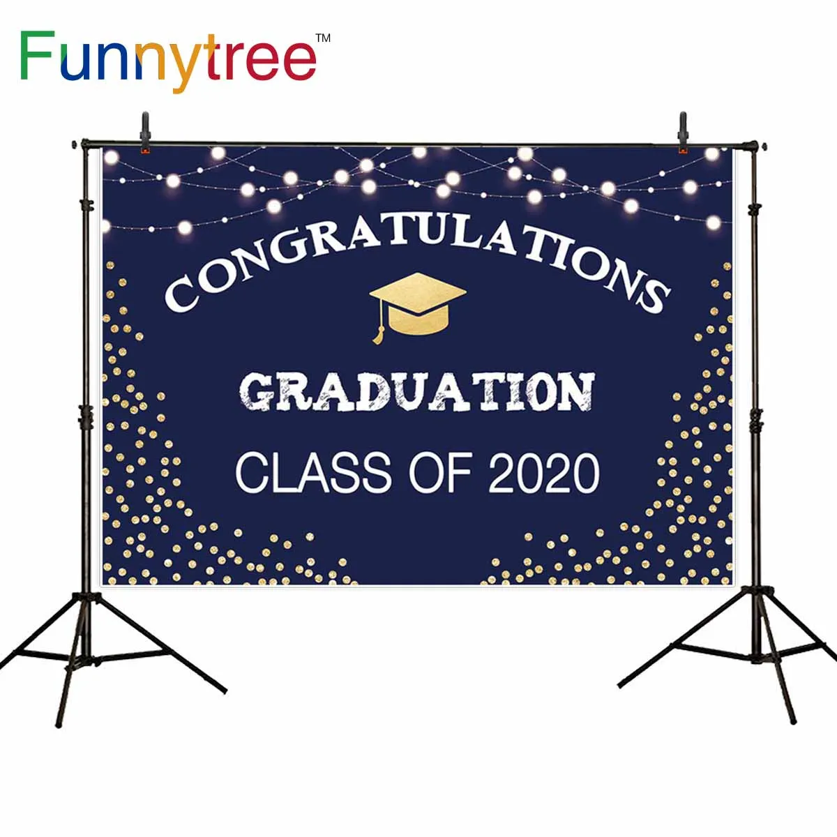 Funnytree School Graduation Banner backdrop celebration Anniversary class of 2020 Bachelor cap background photozone Photography