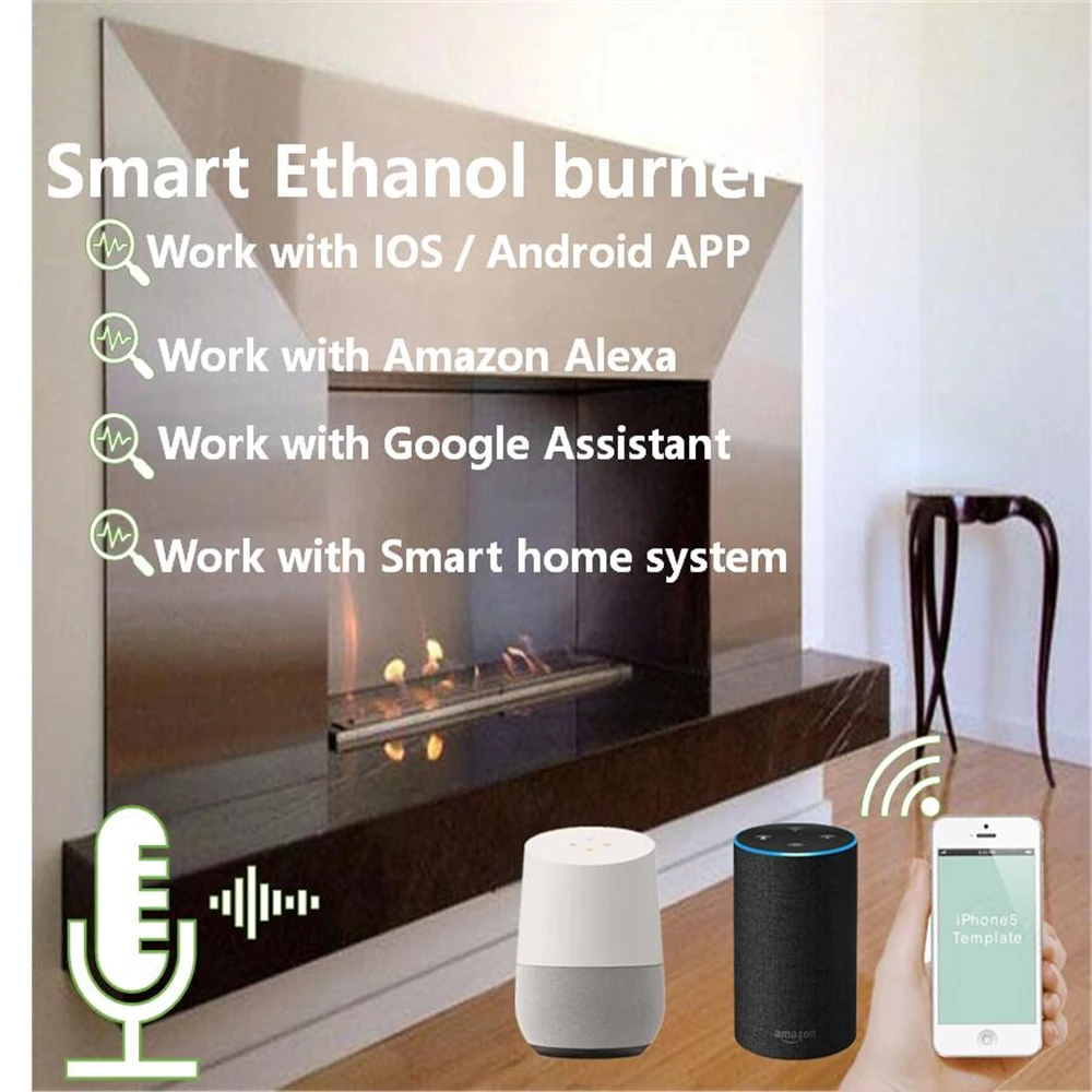 36 inch Remote Control Smart Burner Electric Automatic Bio Fireplace Ethanol Chimney