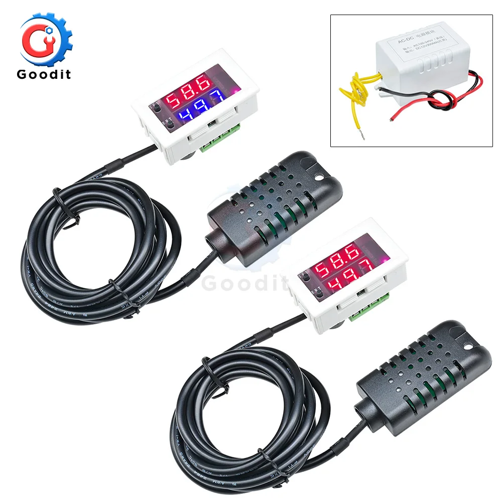 Mini Digitale di Umidità Controller Ac 110 V-220 V Dc 12V 24V Igrometro di Umidità di Controllo Interruttore 0 ~ 99% di Umidità Relativa Igrostato