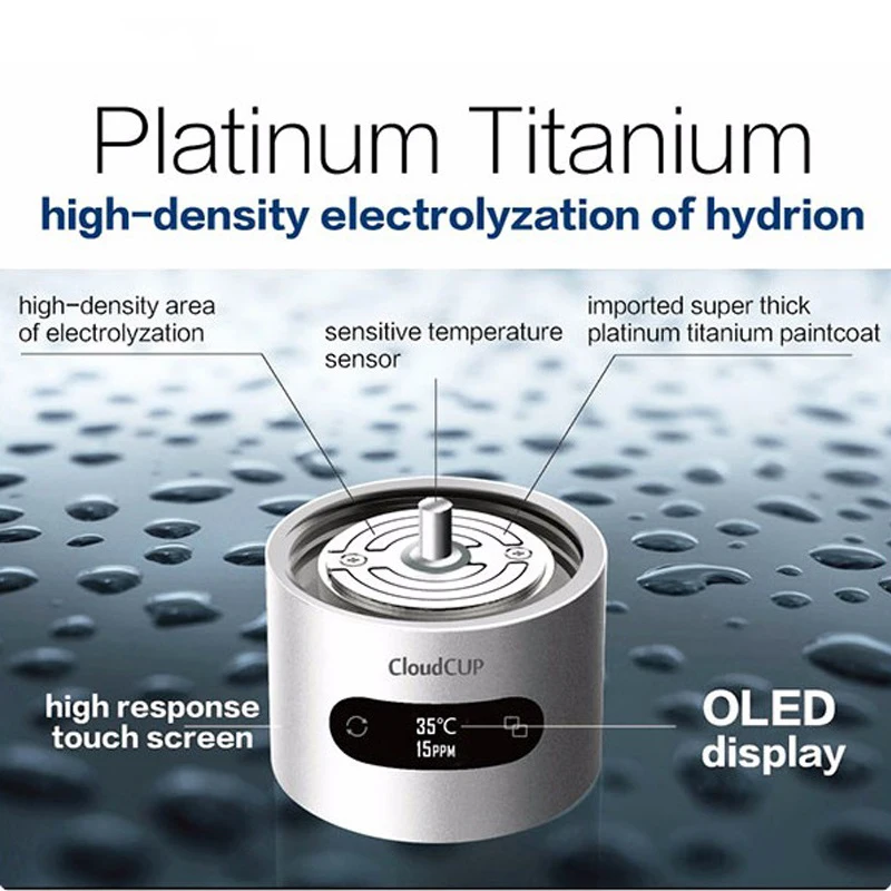 Nuvem-CUP Rastreador Hidratação Inteligente Garrafa 480ml Fabricante De Água De Hidrogênio Bluetooth IOS/Android App Touchscreen Termômetro