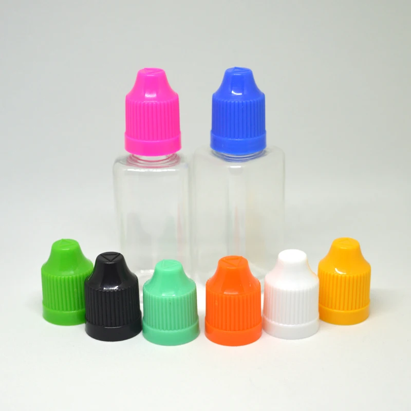 

150pcs Square Empty PET Plastic Dropper Bottles with Childproof Caps E liquid Clear Hard 30ml Needle Bottle