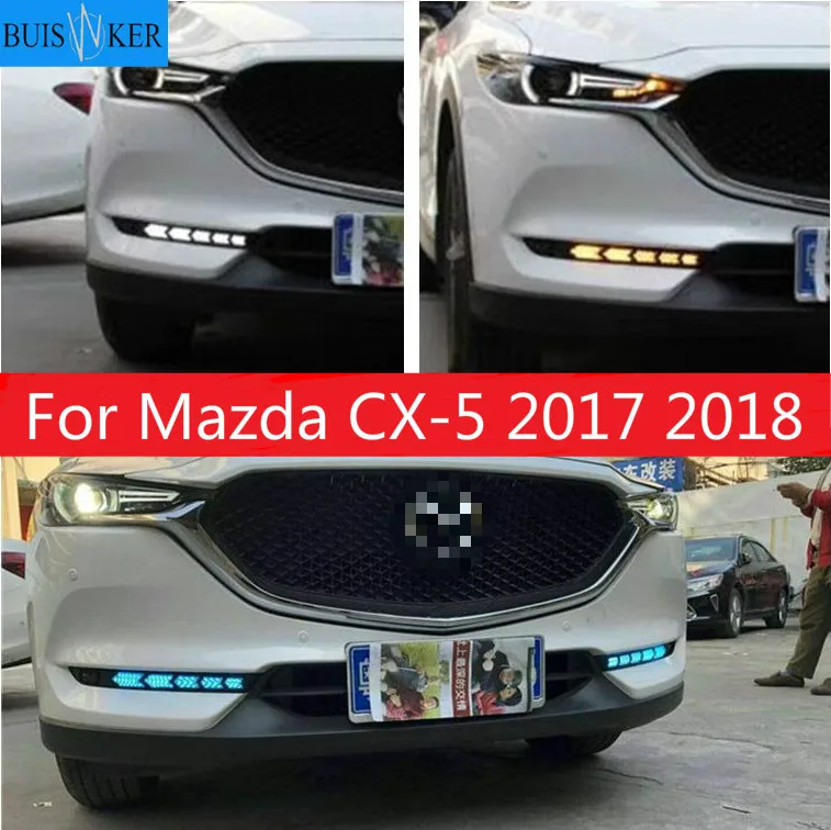 

For Mazda CX-5 CX5 2017 2018 Dynamic Turn Yellow Signal Function Waterproof Car DRL 12V LED Daytime Running Light Daylight