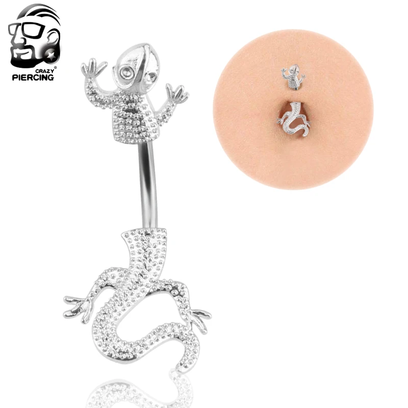 Animal Series Snake Navel Belly Piercing Ombligo 14G Surgical Steel Butterfly Lizard CZ Belly Button Rings Lady Body Piercings