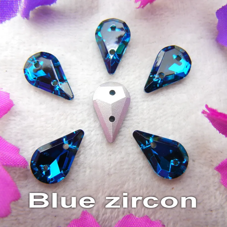 Glaskristall, zwei Löcher, 8*13mm, 50 Stück/Beutel, schöne Farbmischung, schlanke Tropfenform, aufnähbare Strassperlen für Kleidung, Schuhe, DIY. – Detail 16