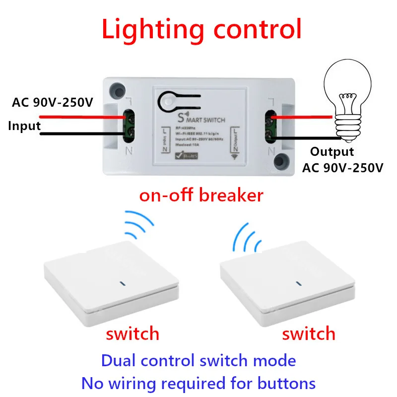 Interruptor de luz universal para casa inteligente, interruptor remoto sem fio, módulo de controle de luz led, temporizador elétrico, diy