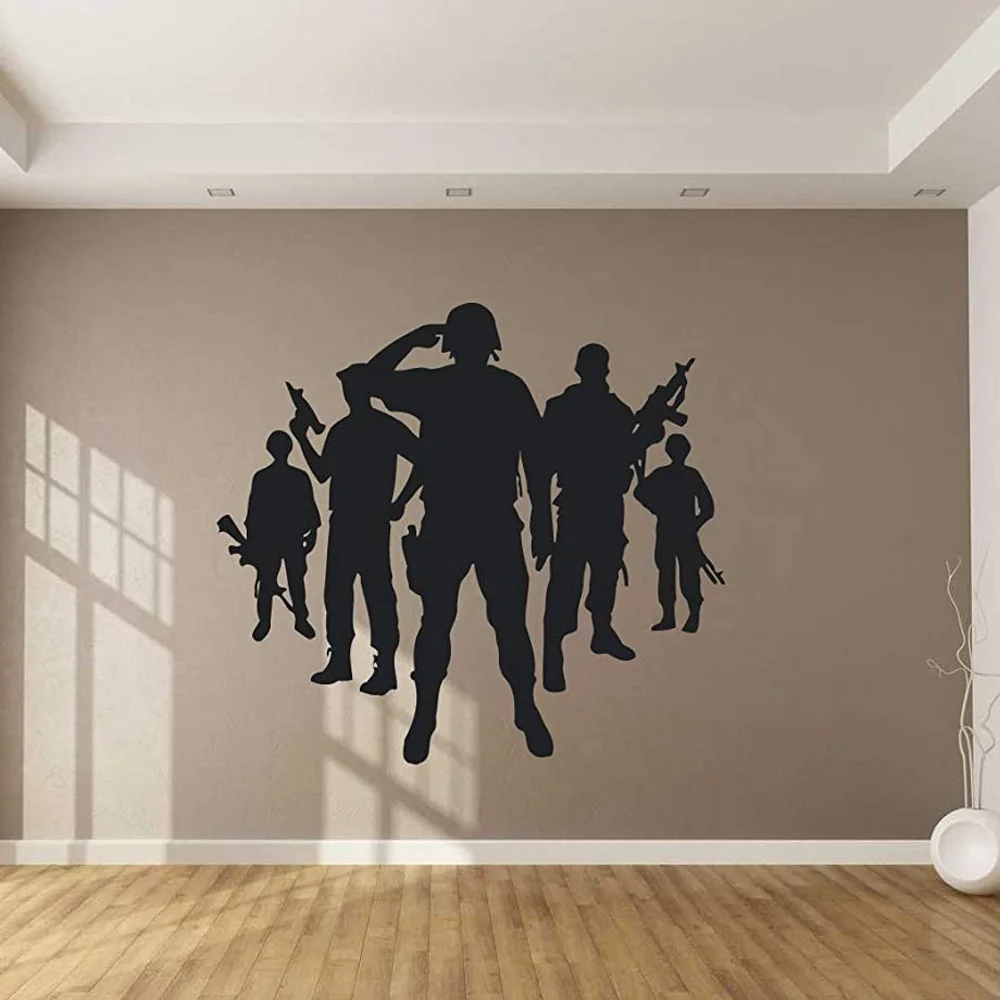 army wall decal soldier wall sticker fighter wall  for boys room military wall art design poster