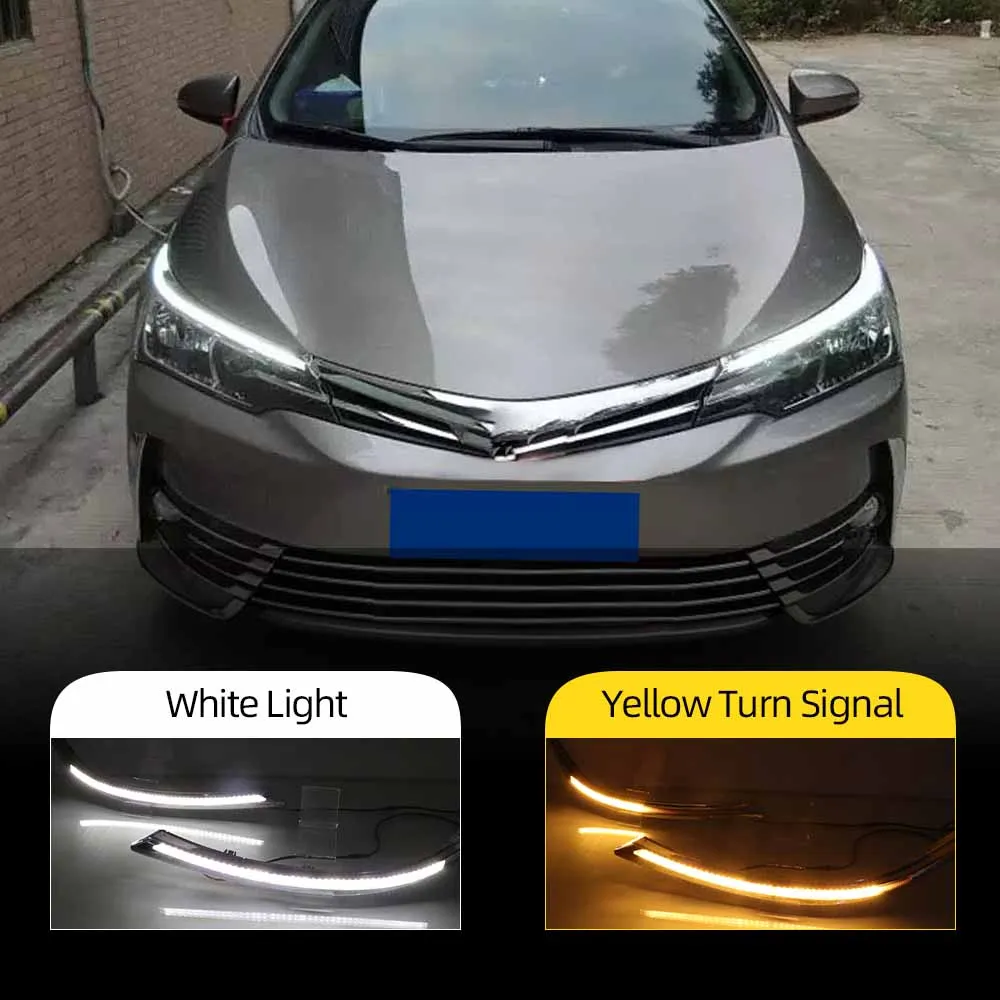 LED DRL Headlight Eyebrow Daytime Running Light With Flowing dynamic Turn Signal For Toyota corolla 2015 2016 2017 2018 2019