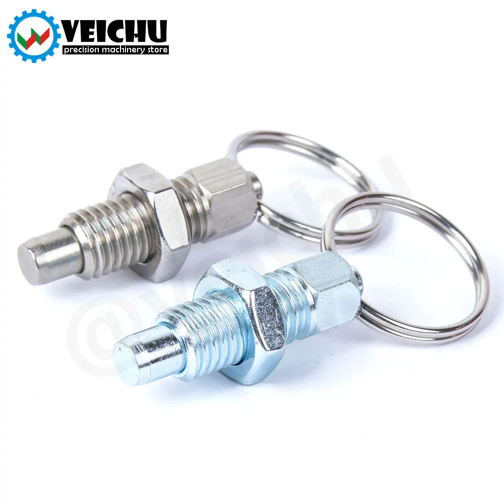 VCN217 Locking Plungers Short Pull Ring Hand Retractable Spring Plungers With Locking Nuts Non Lock-Out Type