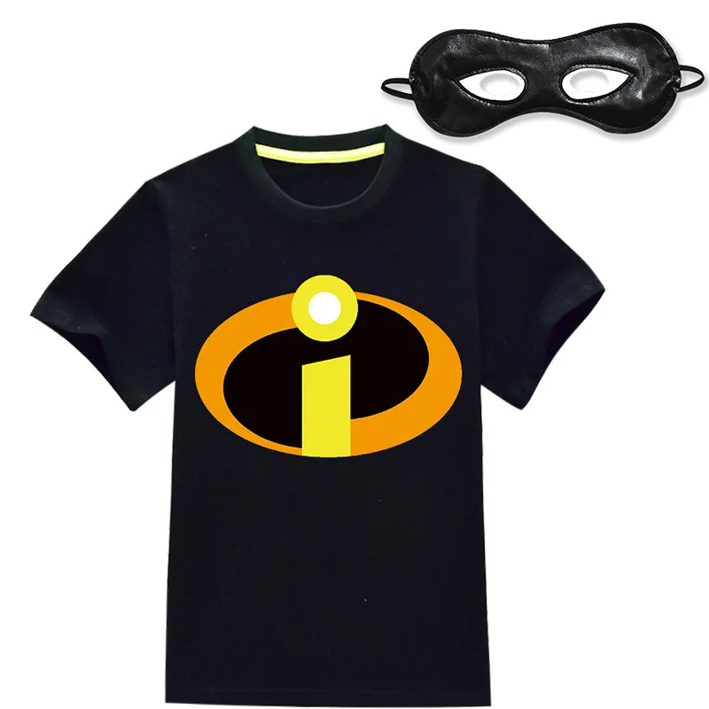 Summer Boys Cosplay Mr. Incredible 2 Clothes Toddler Kids Cloak Eye mask Short Sleeve T-shirts Children Teen Tops Sets Clothing