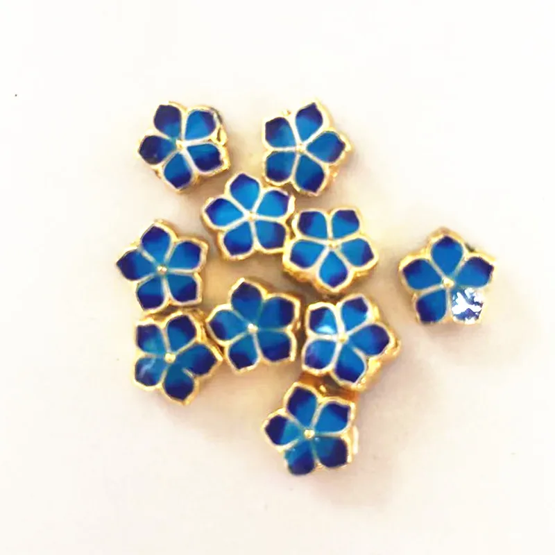 Style 10pcs wholesale 10mm flower shape cloisonne blue enamel spacers beads fit diy bracelets necklaces accessories findings B1