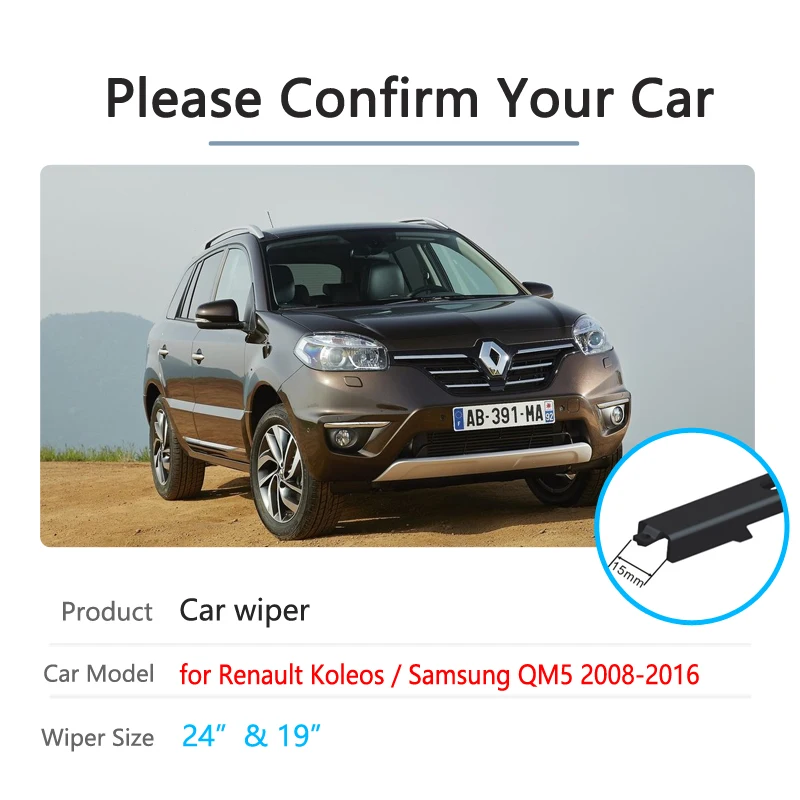 Car Wiper Blades for Renault Koleos Samsung QM5 2008~2016 Front Windscreen Windshield Wipers Car Accessories 2012 2013 2014 2015