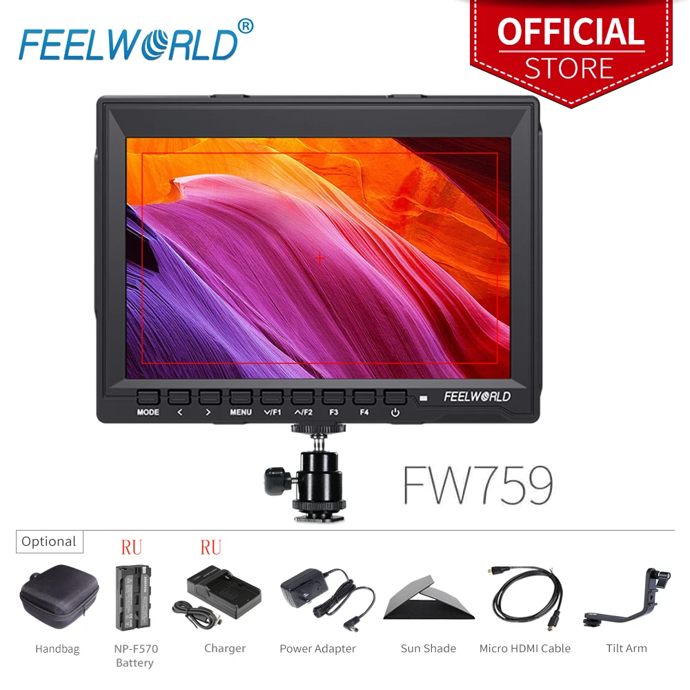 

Feelworld FW759 7 Inch IPS 1280x800 Camera Field DSLR Video Monitor with Peaking Focus HD 7" LCD Monitor for BMPCC Canon Sony