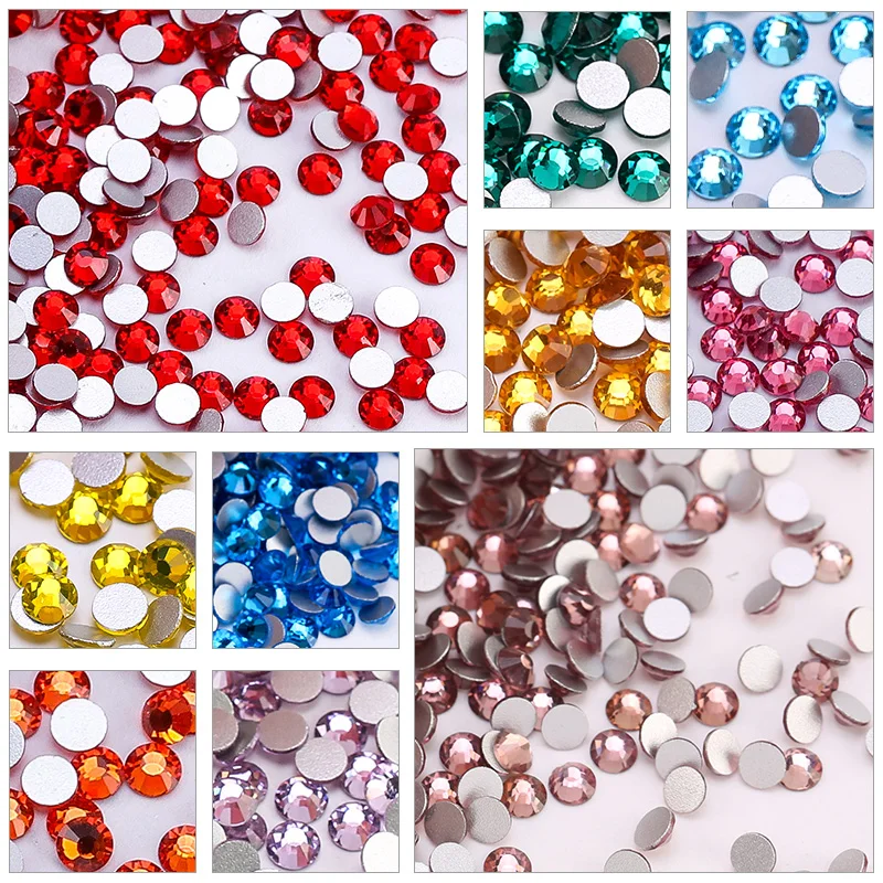 SS4-SS30 Colorful Non Hotfix Rhinestones Glitter Crystal Glue On Strass Diamond Rhinestones For Garment Nail art Decorations