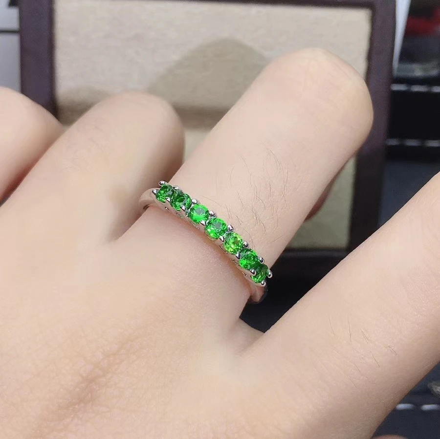 

KJJEAXCMY fine jewelry S925 sterling silver natural Diopside new girl vintage ring Girl Gift Birthday Party Wedding christmas