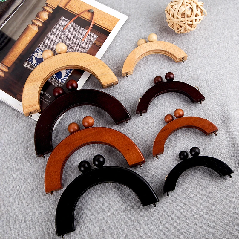 

14cm or 20 cm four colors solid wood big ball clasp wooden purse frame obag hanger easy diy handbag accessoreis drop ship