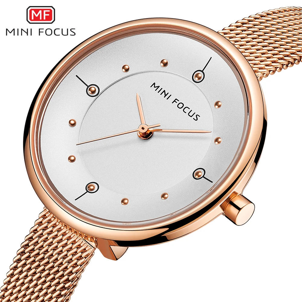 MINI FOCUS Fashion Luxury Watches Women Golden Quartz Watch Womens Rhinestone Dress Wrist Watch Female Clock Ladies Gift Wife