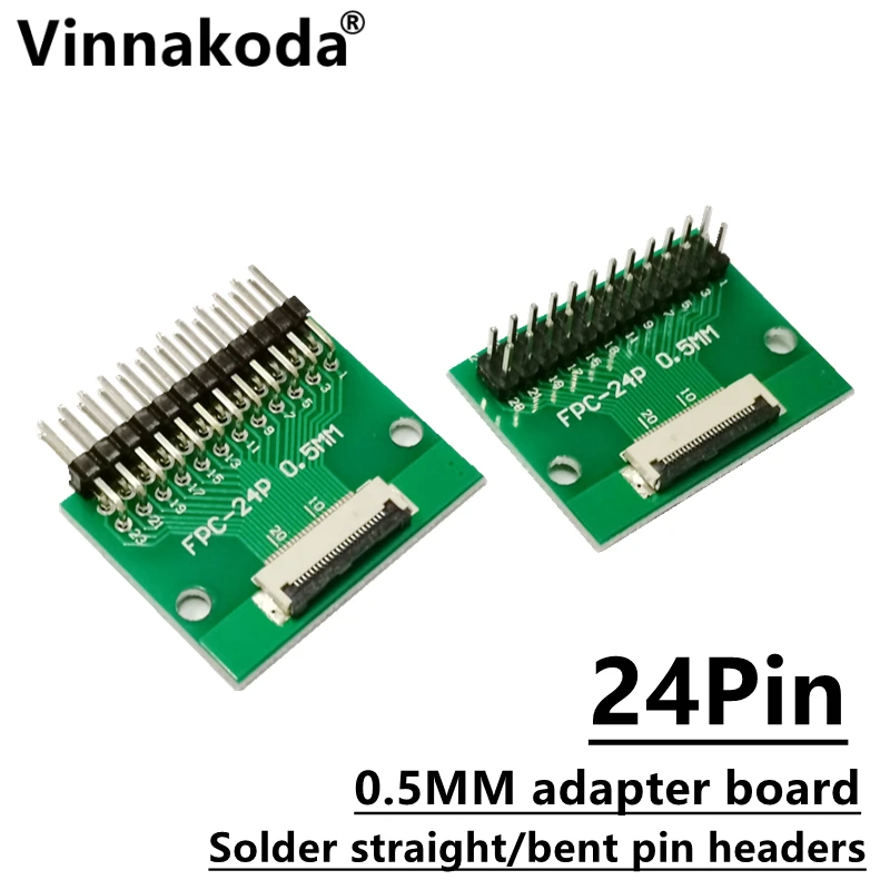 2 Stuks Ffc/Fpc Adapter Board 0.5Mm-24P Naar 2.54Mm Gelaste 0.5Mm-24P Flip-Top Connector Gelaste Rechte En Gebogen Pin Headers