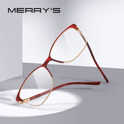 Merrys-レトロな女性用眼鏡,超軽量アイアイレンズ,近視矯正レンズ,ワイドレンズ,s2680