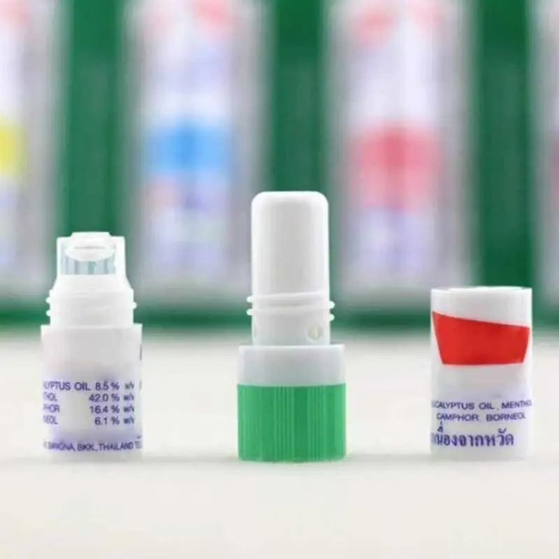 1PCS Thailand Mint Cylinder Nasal Inhaler Refresh Brain Anti Stuffy Rhinitis Nose Aspirator Cure Nasal Fatigue C8D0