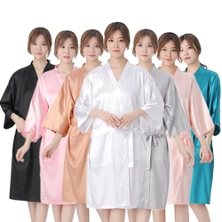 Salon Client Gown Hairdressing Robe Haircut Kimono Barber Shop Beauty SPA Hotel Guest Smock Silk Nightgown Bathrobe Apron