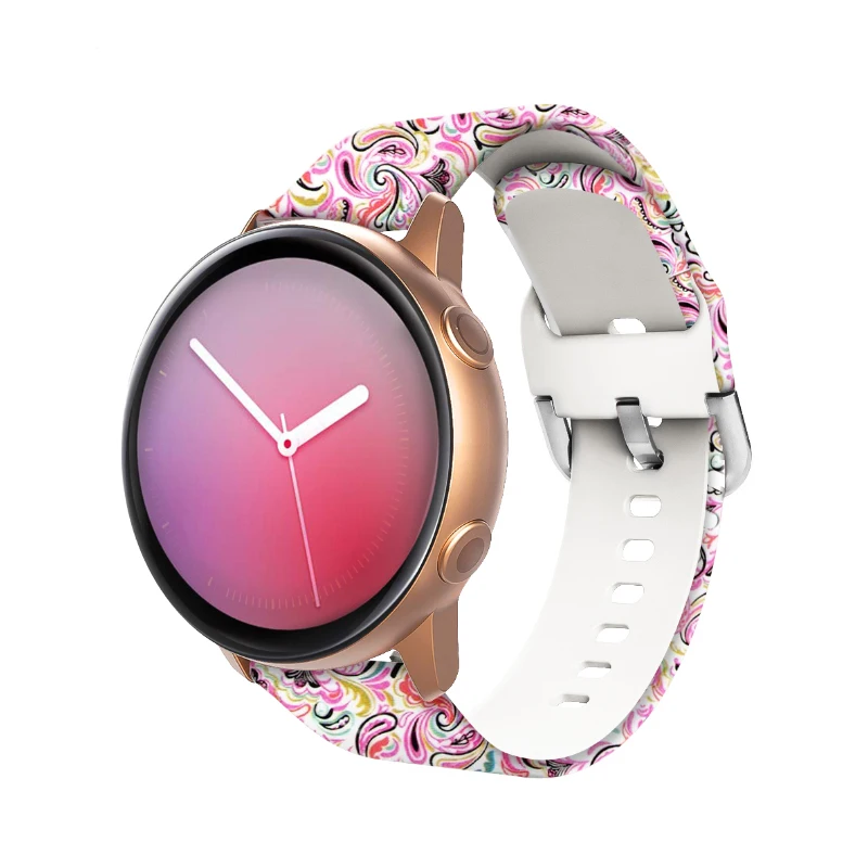 Correa de reloj de 20mm para Samsung Galaxy Watch Active 3/2/1, pulsera de TPU impresa para Galaxy Watch 3, accesorios de pulsera de repuesto