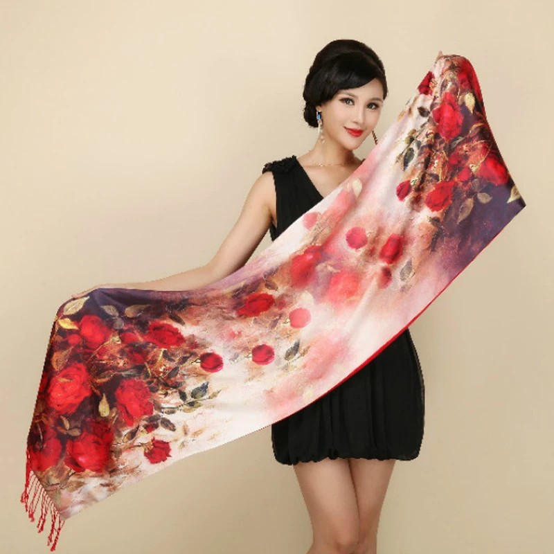 

Luxury Design Bandana Printing Winter Scarf Women Shawls Thicken Warm Scarves Silk Cashmere Brand Scarf Woman Wraps