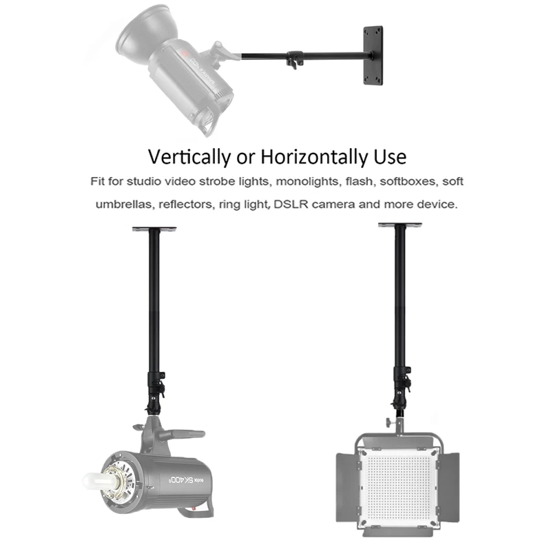 Selens 28/55/105cm Ceiling Wall Mount Boom Arm Telescopic 1/4