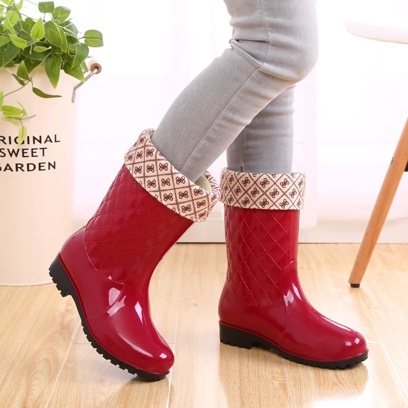 Rain Boots Woman Water Shoes Women Slip On Keep Warm Non-Slip Boots Women Lluvia Boots Washing Shoe Rain Boots For Women d34