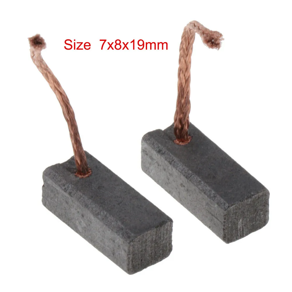 2pcs 7x8x19mm Carbon Brush Motor Carbon Brushes Kit For Electric Angle Grinder Part Power Tool Replacement Accessories Black