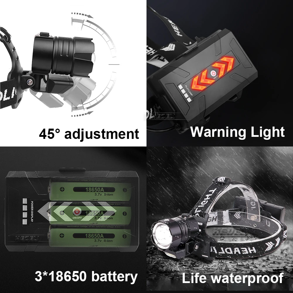 Most XHP160 Powerful Led Headlamp Head Flashlight Torch Rechargeable LED Headlight 18650 Head Lamp Light XHP90.2 Camping Lantern