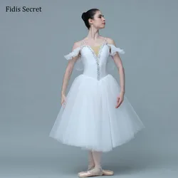 White Swan Lake Classical Romantic Ballet Tutu Long Skirt,Girls Ballerina Professional Performance/Competition Stage Costumes