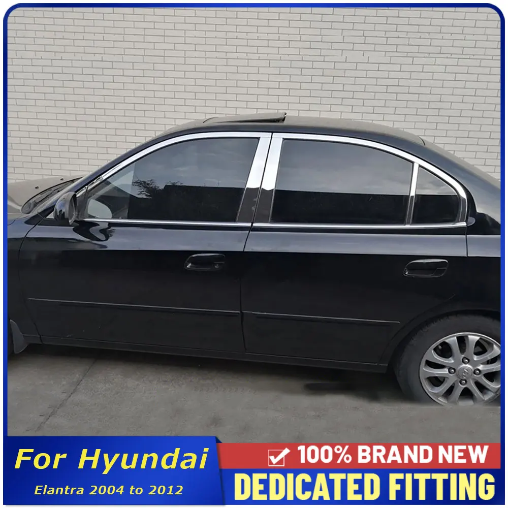 For Hyundai Elantra 2004 to 2012 Stainless Steel Car Window Center Pillar Cover Trim Stickers Auto Accessories