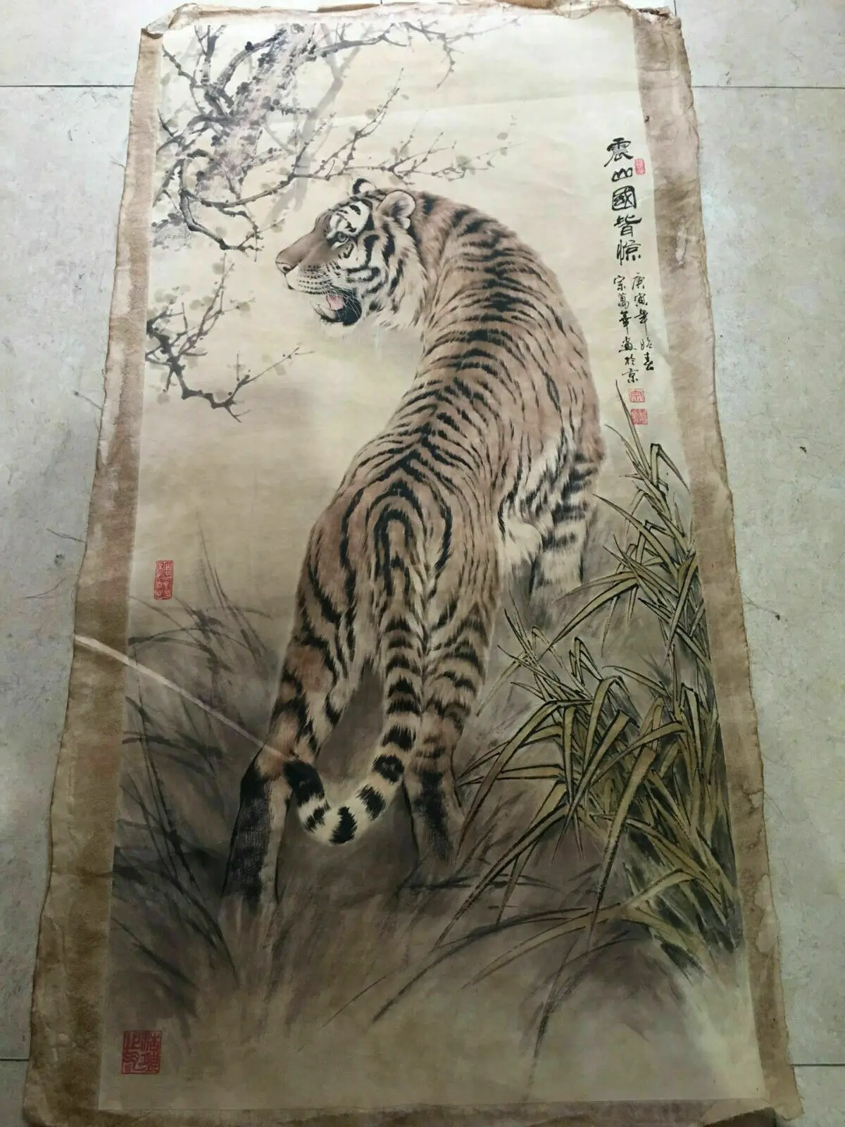 China Old Scroll Zong Wanhua's Hushan kingdom is astonished Painting Slice