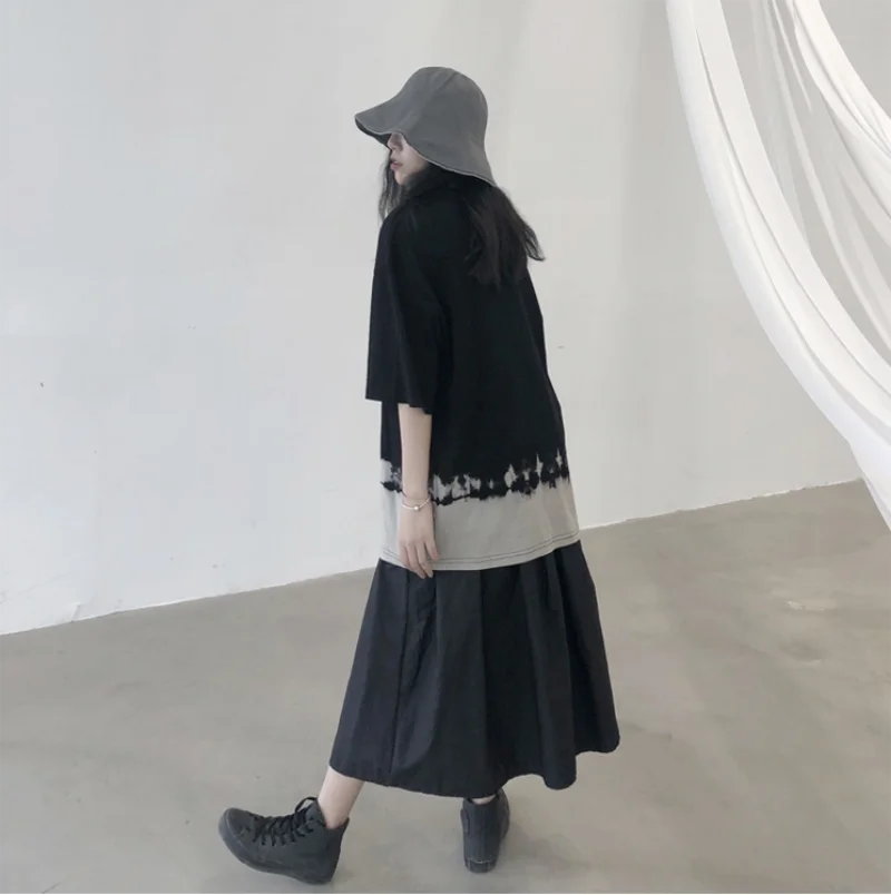 Women's Half Skirt Spring And Autumn New Solid Color Elastic Waist Design Simple Pocket Version A Women's Half Skirt Loose Skirt