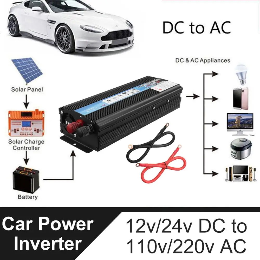 Solar Power Inverter 12V 220V 5000W Car Power Inverter Voltage Transformer Converter Solar Inversor Black
